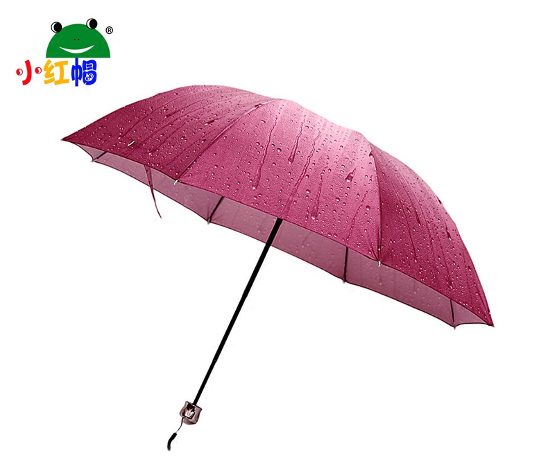 小紅帽新品3D水滴印花傘女士輕便三折小清新遮陽防風學生晴雨傘