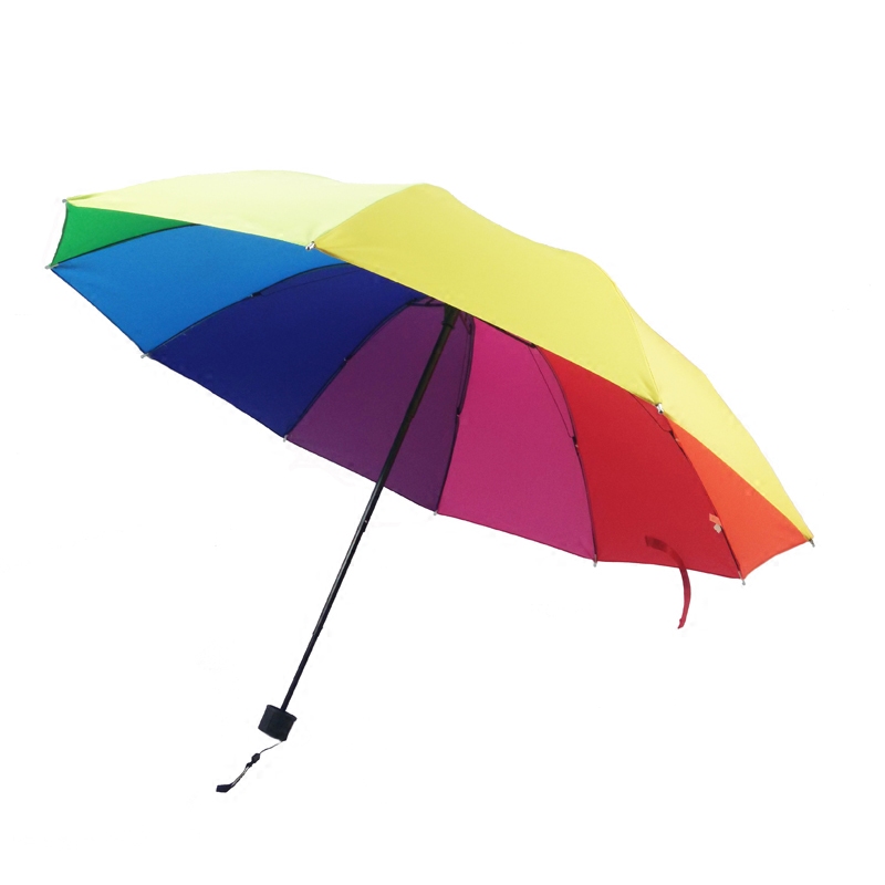 小紅帽新品促銷十骨超大抗風晴雨傘女士三折彩虹傘