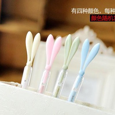 韓國創意文具可愛兔耳朵防塵塞中性筆創意水筆0.38mm學生獎品禮物