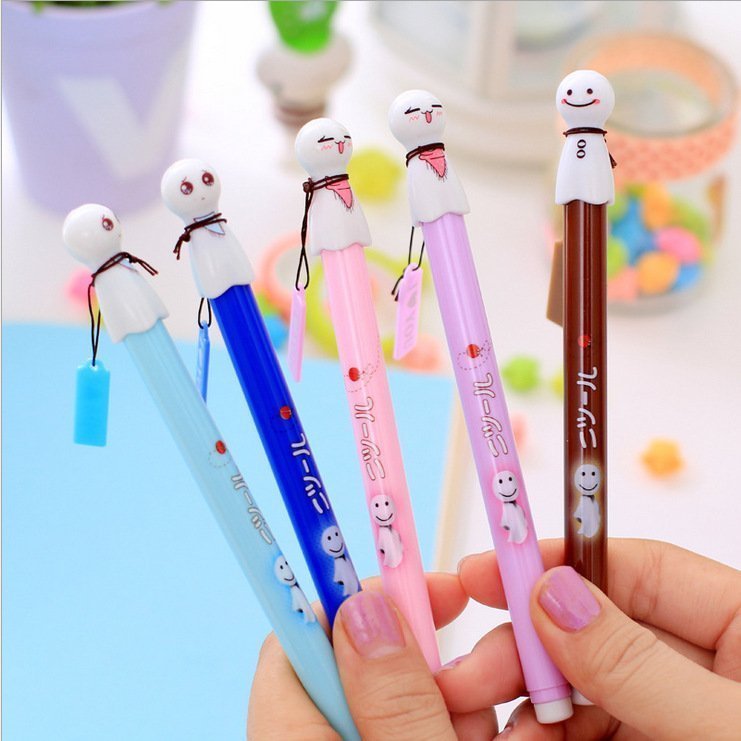 韓國創意文具卡通晴天娃娃黑色水筆可愛兒童中性筆學習用品小禮物