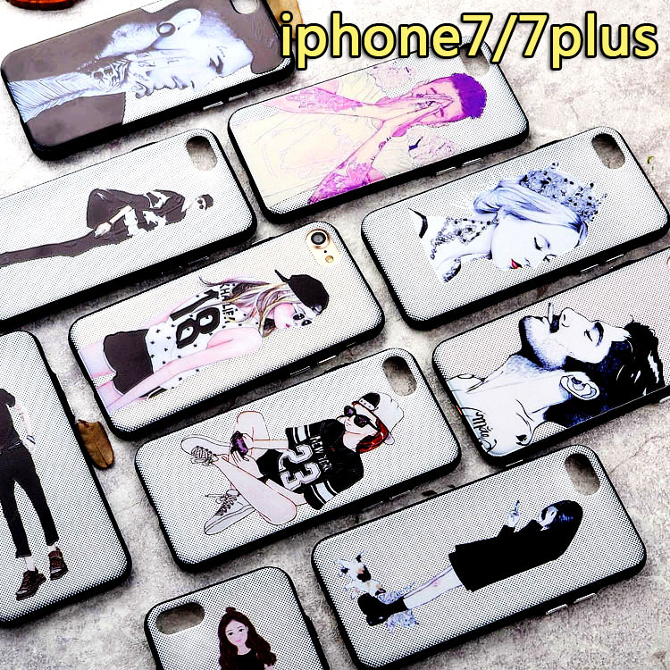 日韓蘋果7Plus手機殼iphone7保護套硅膠情侶軟殼彩繪浮雕男女潮牌