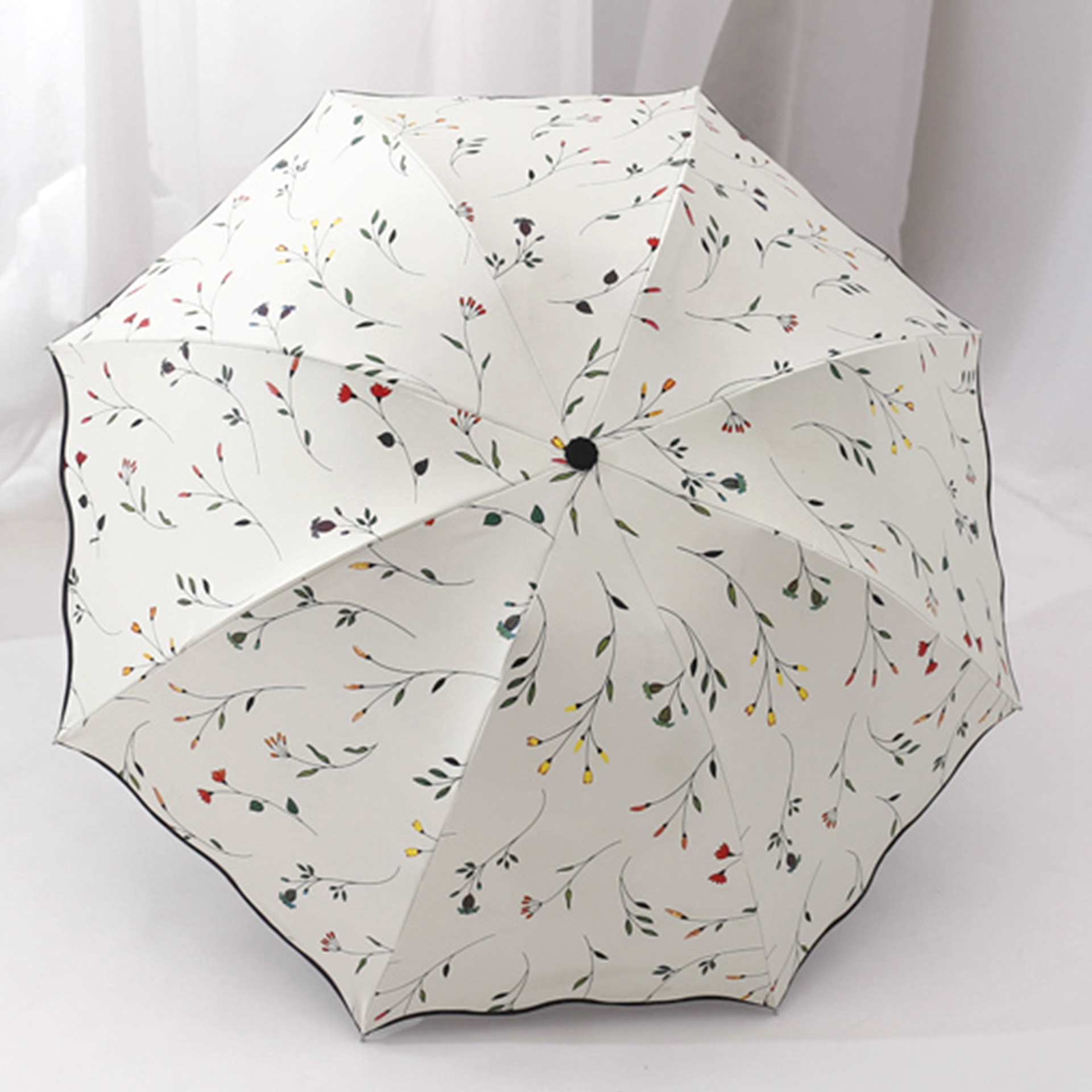 小清新防紫外線黑膠雨傘折疊雨傘晴雨遮陽太陽傘防曬女雨傘