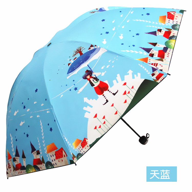 新款三折疊雨傘晴雨兩用傘女韓國防紫外線大遮陽傘黑膠防曬太陽傘