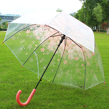 櫻花透明雨傘加厚透明傘小清新韓國公主傘可愛動漫傘直柄傘晴雨傘