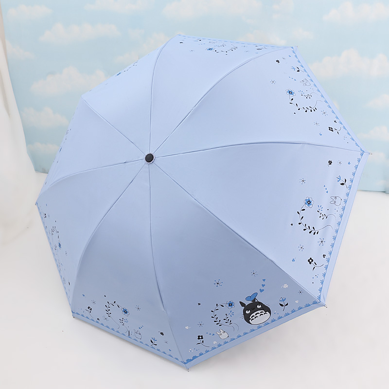 黑膠晴雨兩用雨傘女創意韓國小清新三折疊防曬防紫外線太陽傘學生