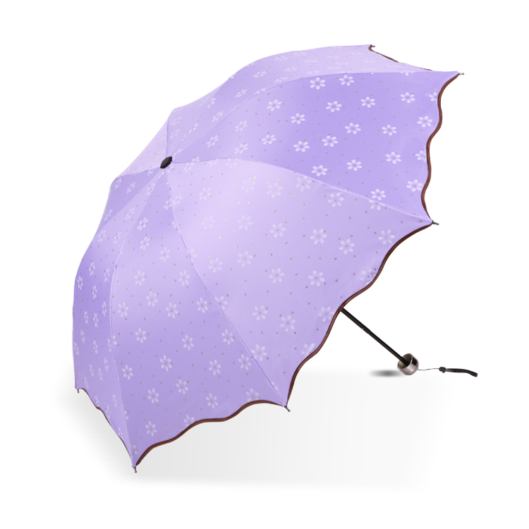 超輕小黑膠防曬防紫外線韓國創意晴雨傘女兩用三折疊遮陽傘太陽傘