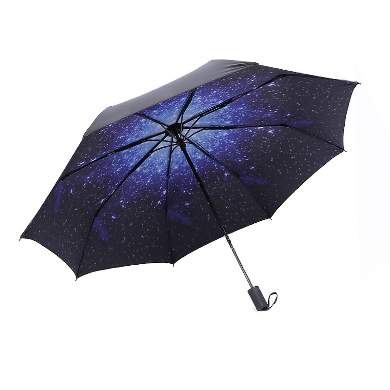 晴雨傘兩用女韓國小清新三折疊黑膠防紫外線遮陽傘太陽防曬星空傘