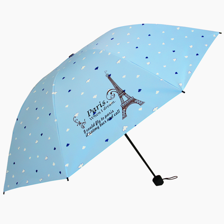 鐵塔傘晴雨傘創意三折疊黑膠防曬防紫外線男女兩用大遮陽傘太陽傘