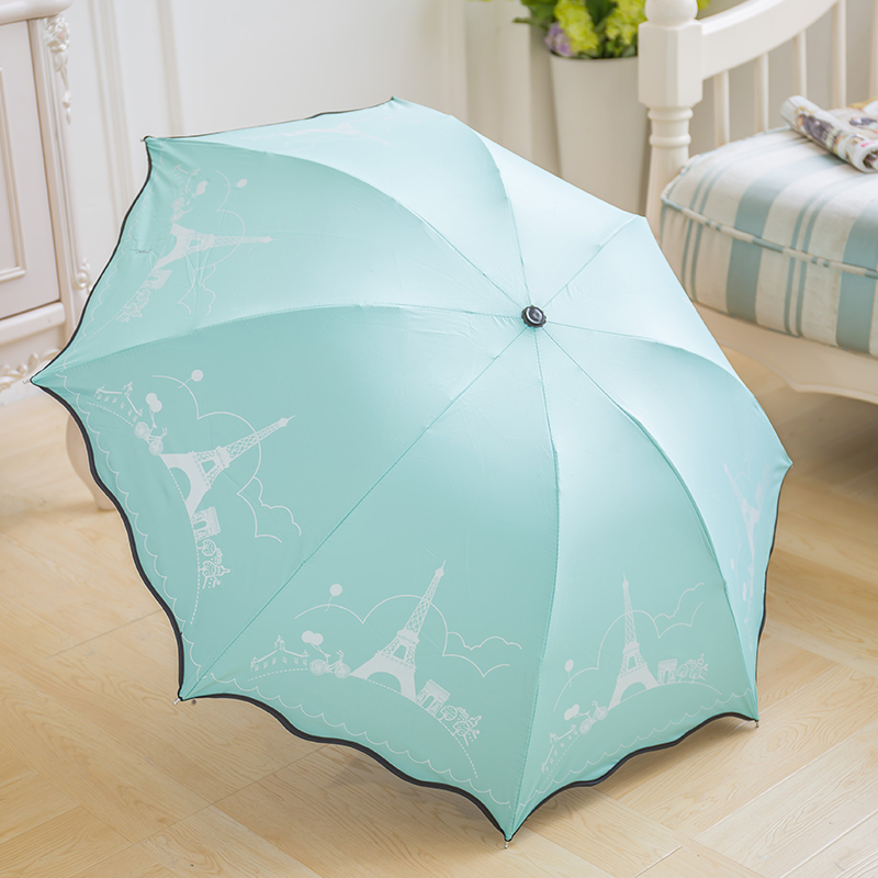 小清新雨傘晴雨兩用傘女防曬防紫外線遮陽傘黑膠太陽傘三折疊創意