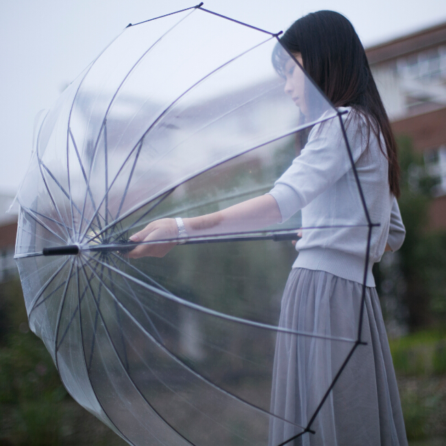 韓國創意透明雨傘折疊學生公主兒童小清新日本晴雨櫻花長柄傘女神