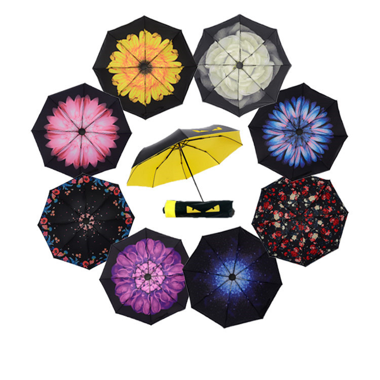 創意晴雨傘小惡魔黑膠防曬戶外遮陽太陽傘兩用折疊傘三折傘