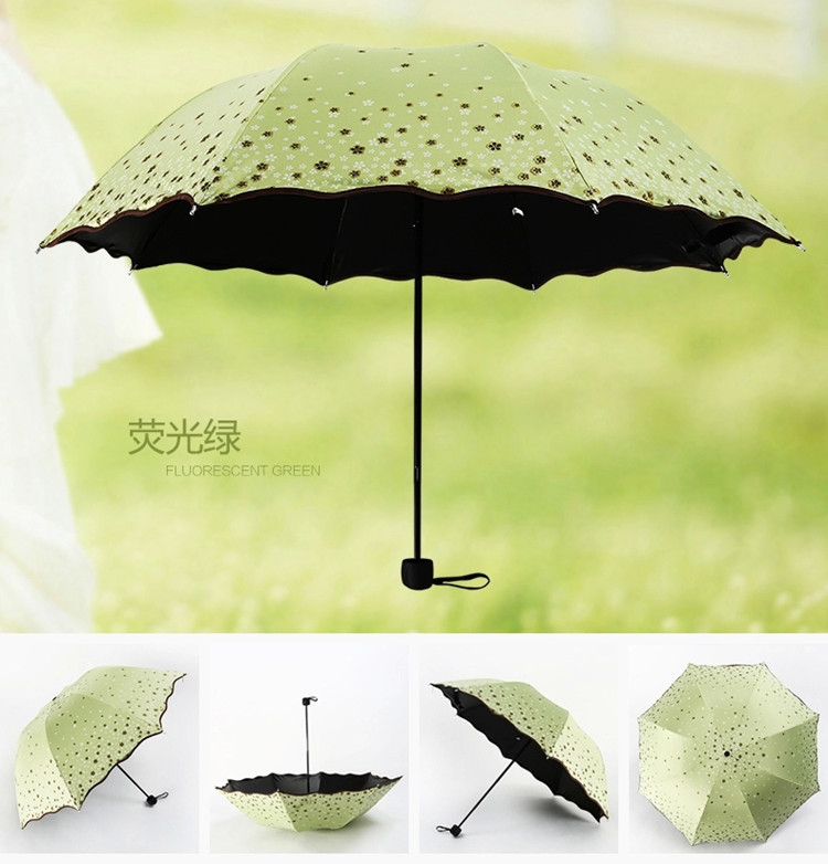 韓國創意小清新小碎花折疊兩用晴雨傘女黑膠防曬紫外線太陽傘學生