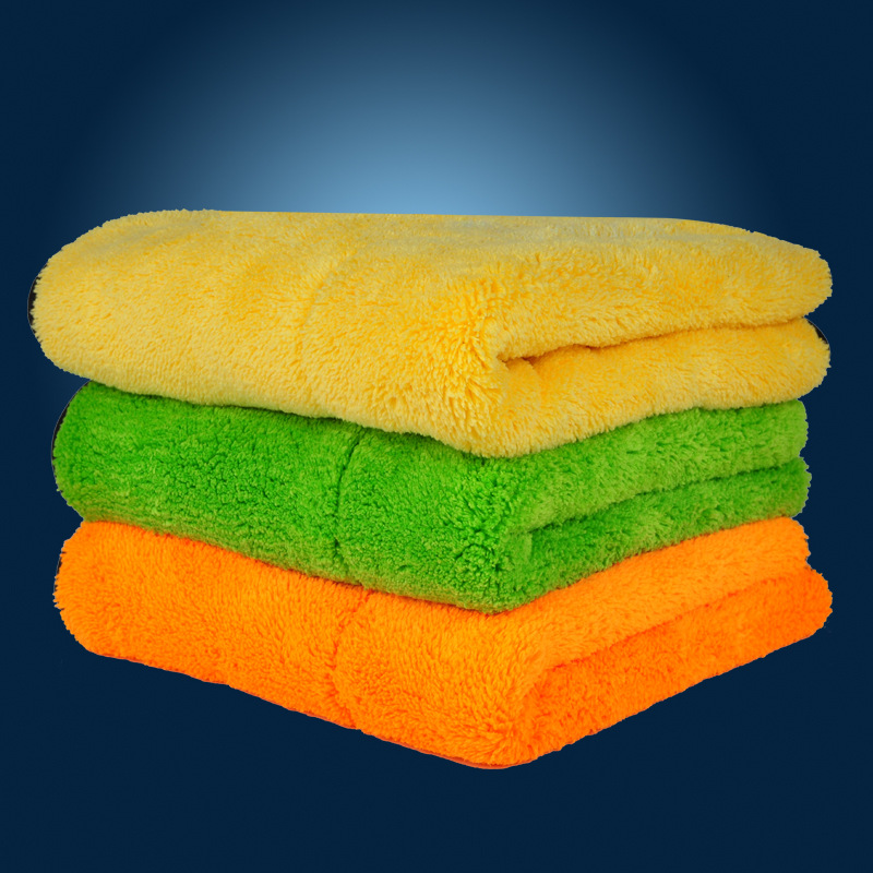 30*40加厚吸水珊瑚絨雙面巾 珊瑚絨洗車毛巾 超細纖維雙色擦車巾