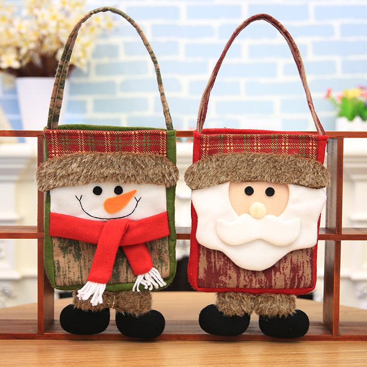 圣誕節裝飾用品立體小號手提袋圣誕裝飾品節日禮品圣誕老人禮物袋