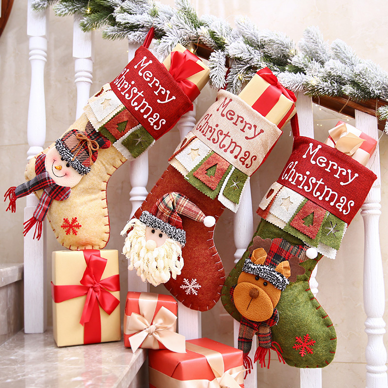 圣誕節禮品大號圣誕襪子禮物袋雪人麋鹿襪圣誕樹掛件禮品袋禮物襪