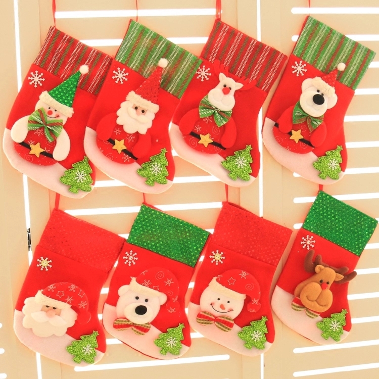 圣誕卡通公仔中襪子多款可愛禮品袋糖果袋襪子圣誕樹裝飾圣誕掛件