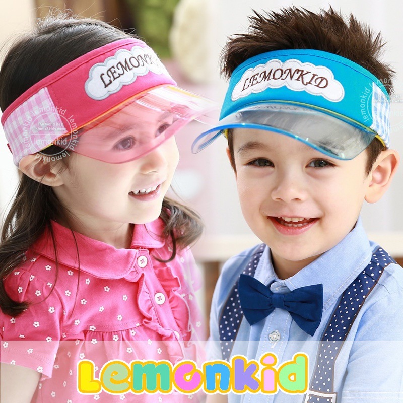 代購韓國lemonkid夏季兒童寶寶防曬帽空頂帽防紫外線透明帽檐帽子