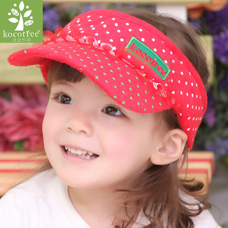 特價回饋韓國正品春夏兒童遮陽帽子女童蕾絲大檐空頂帽寶寶2-10歲
