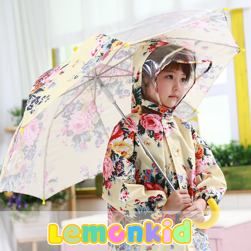 韓國代購lemonkid新款兒童雨傘 女童女寶卡通童傘 小雨傘 花朵傘