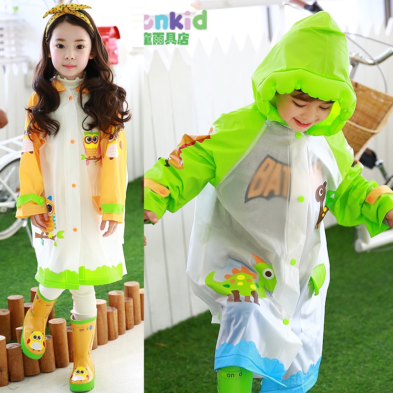 新代購韓國正品Lemonkid兒童雨衣男女童卡通帶書包位環保學生雨披
