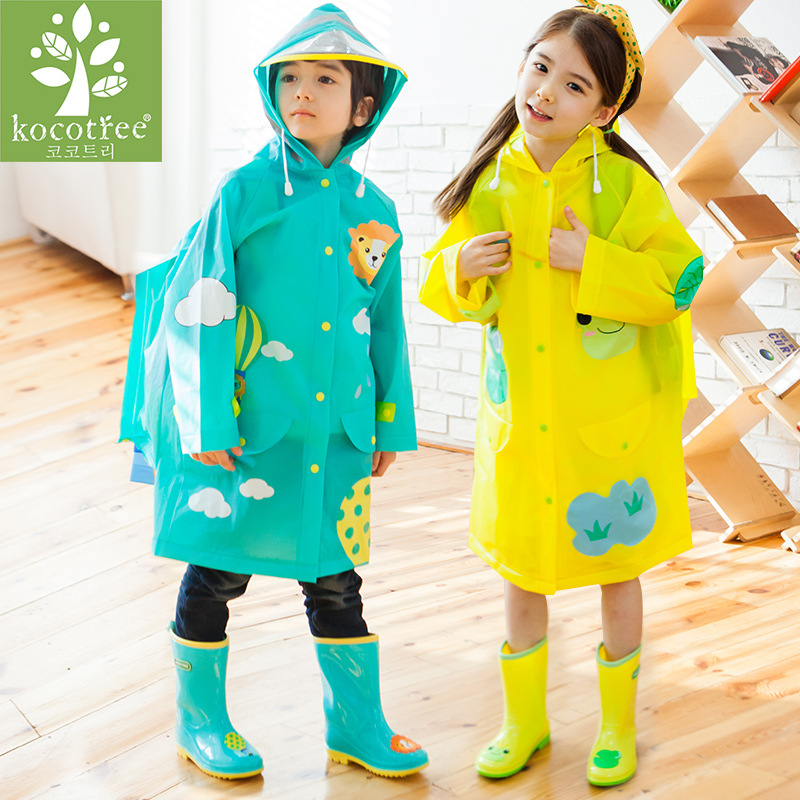 新代購韓國Koco正品男女童雨衣環保帶書包位兒童小學生長款雨披