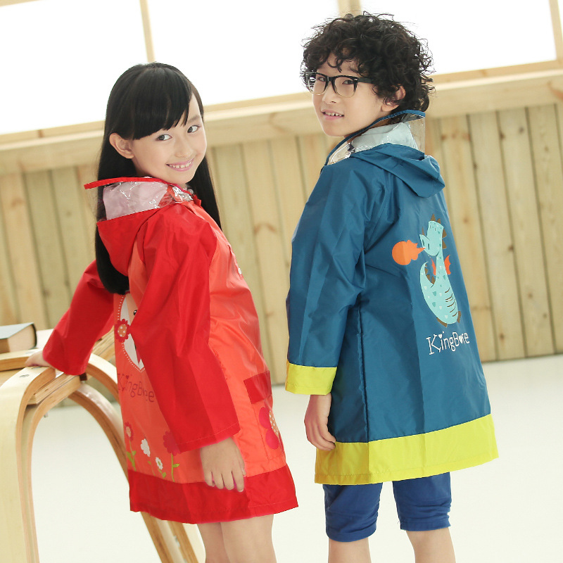 韓國環保無味卡通大帽檐男女兒童雨衣 小學生雨披95-135身高