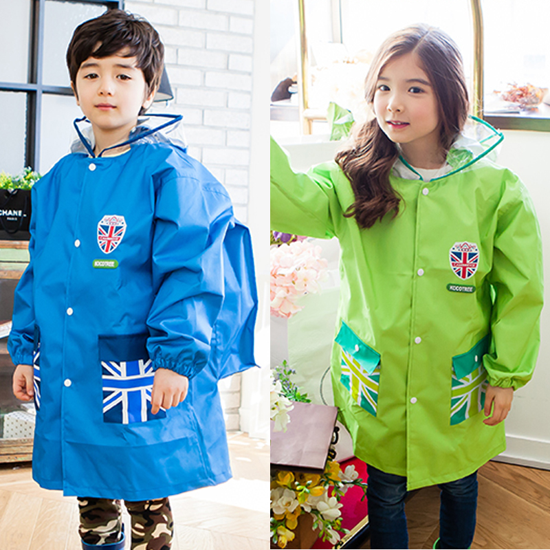 代購現貨韓國Kocotree男女兒童雨衣帶書包位夜行反光條小學生雨披