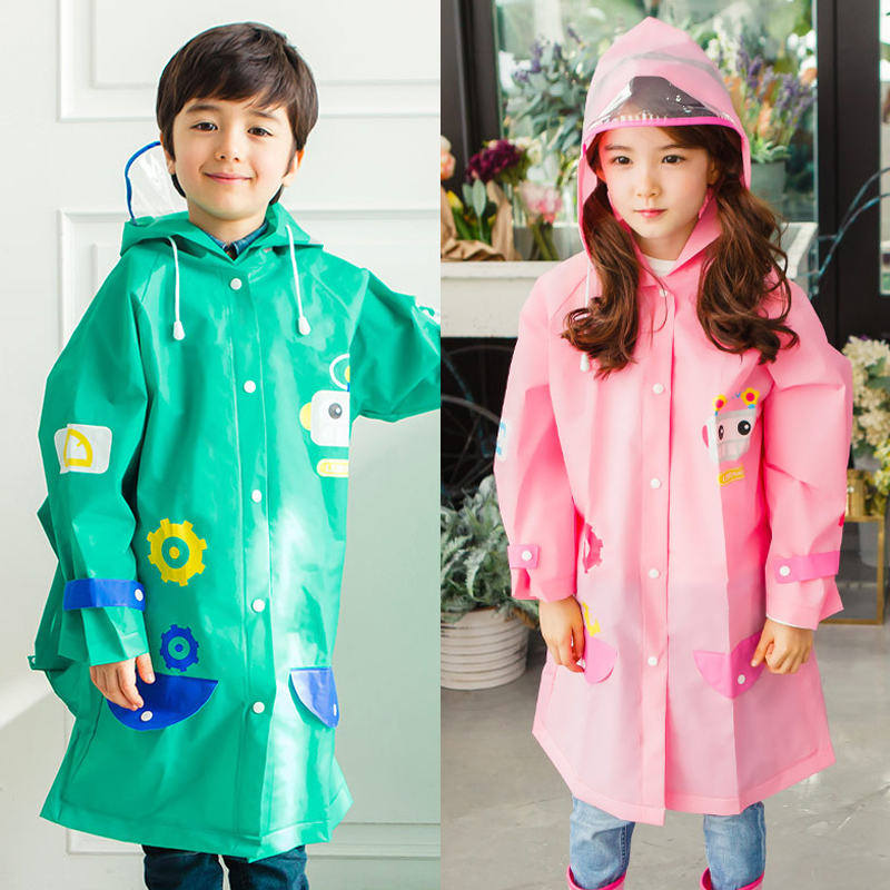 代購韓國lemonk春夏男女兒童環保雨衣 小學生帶書包位反光條雨披