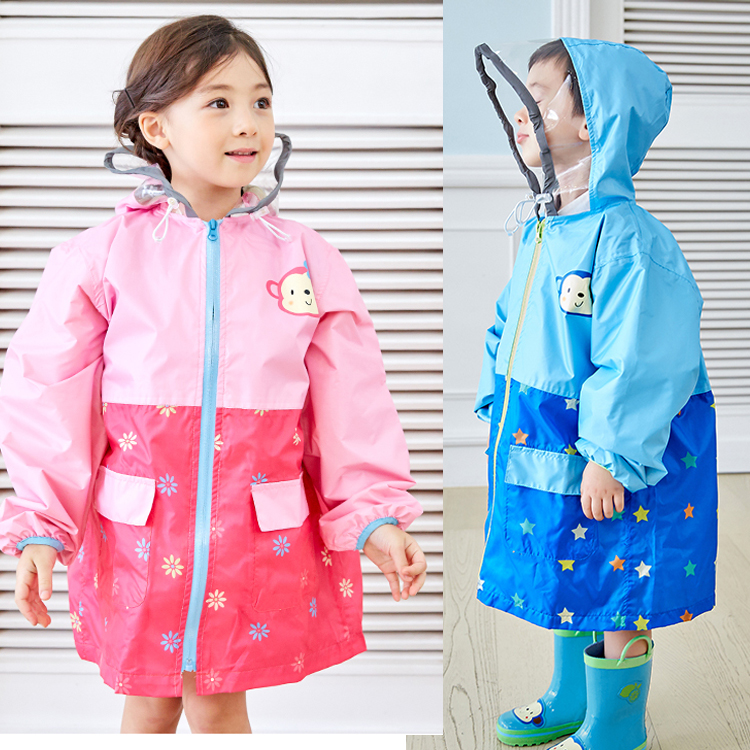韓國lemonkid秋冬新兒童雨衣環保無味大帽檐帶書包位男女學生雨衣