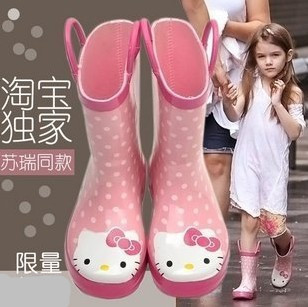 韓國正品kitty貓兒童雨鞋 雨靴女中大童親子保暖防滑水鞋學生包郵