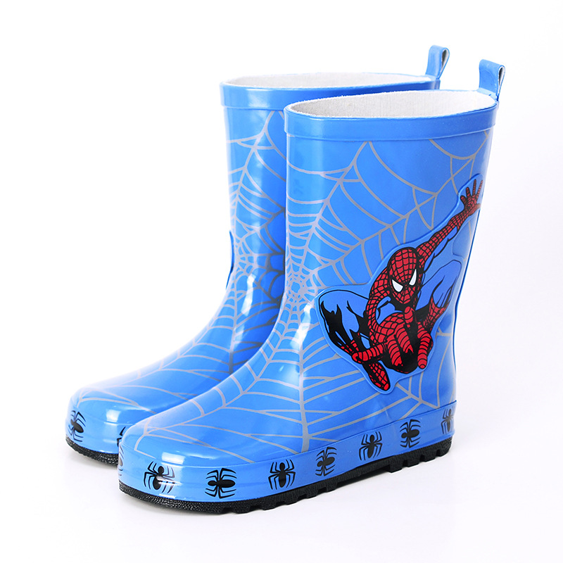 出口韓國新款兒童雨鞋天然橡膠卡通雨靴蜘蛛俠小學生男童包郵