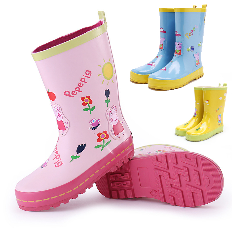 新pepepig兒童雨鞋男女童橡膠防滑小豬佩奇雨靴寶寶親子水鞋