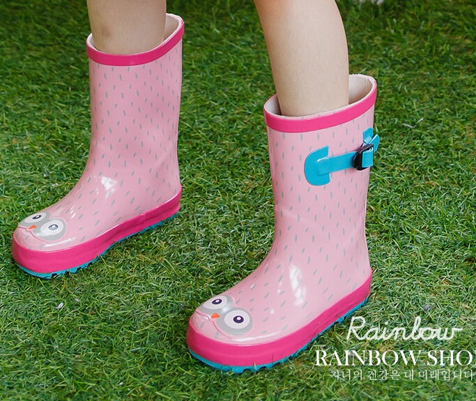 韓國正品天然橡膠小眼睛兒童雨鞋 男女童中大童學生防滑水鞋雨靴