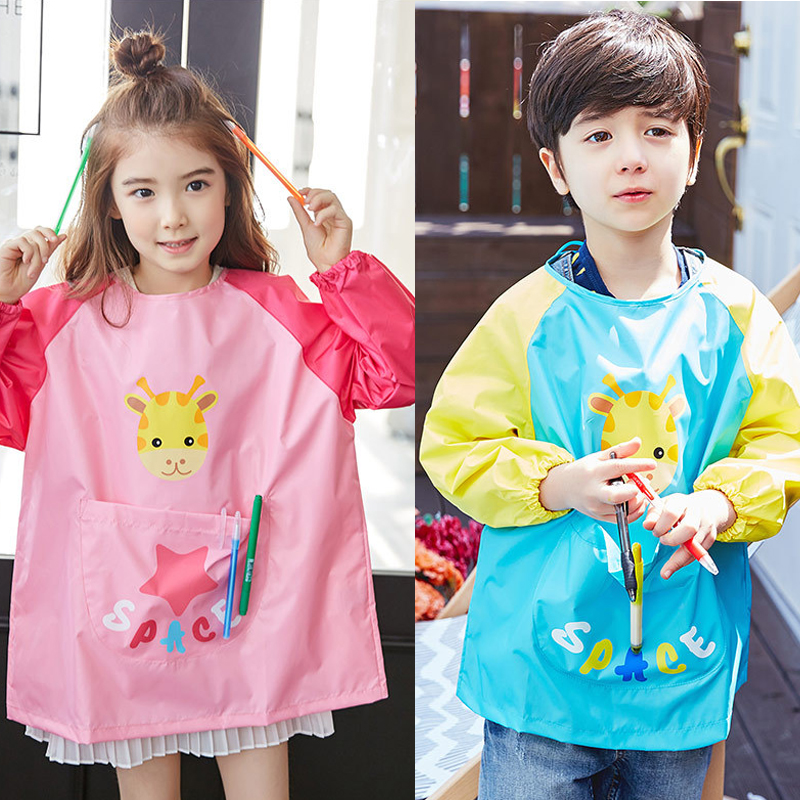 現貨韓國正品lemonk卡通兒童罩衣小孩防水反穿衣吃飯衣寶寶畫畫衣