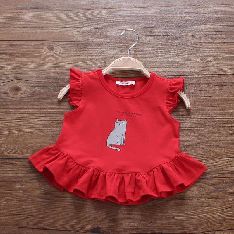女童裝新款寶寶短袖t恤女夏季薄款嬰兒純棉打底衫小飛袖上衣